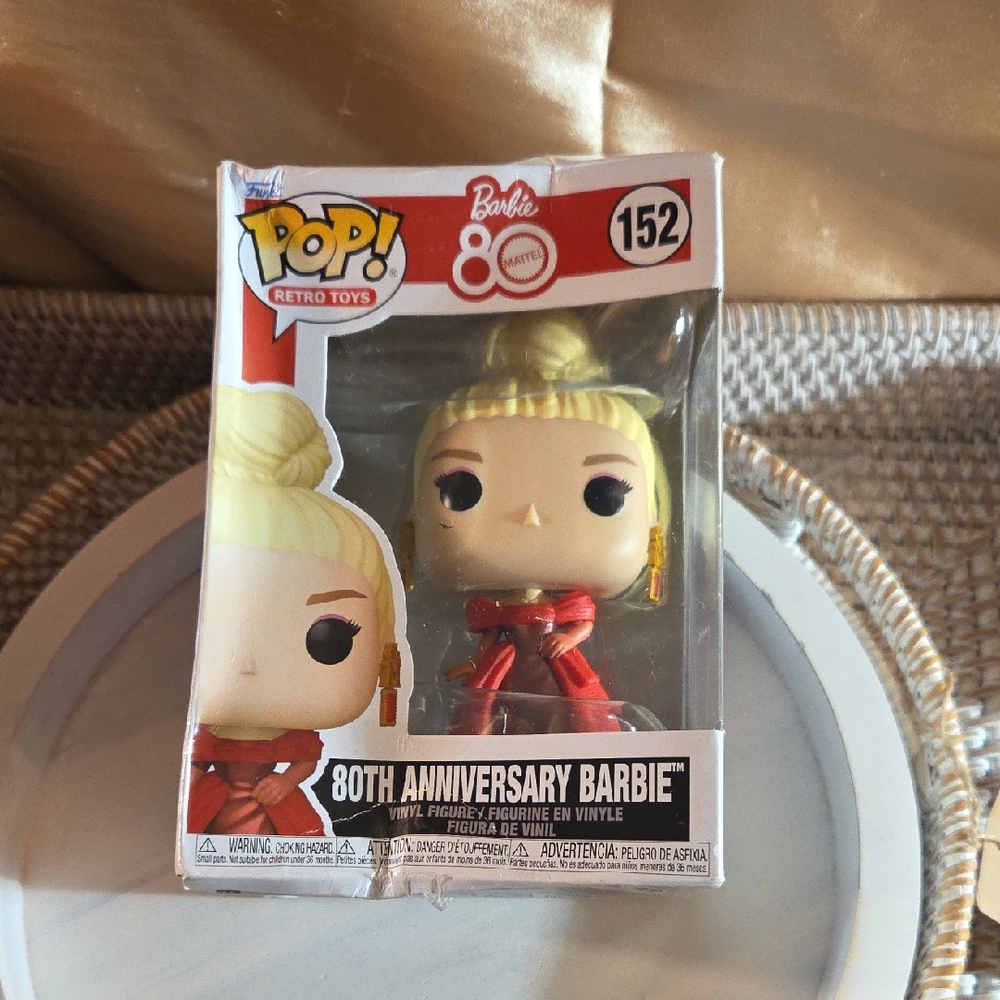 Funko Pop! 80th Anniversary Barbie Figure with Red and Gold Accents